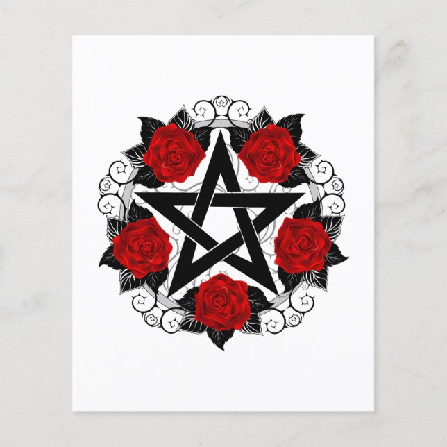 Papier Pentagramme aux roses rouges (Devant)