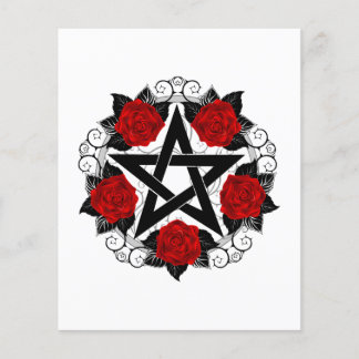 Papier Pentagramme aux roses rouges
