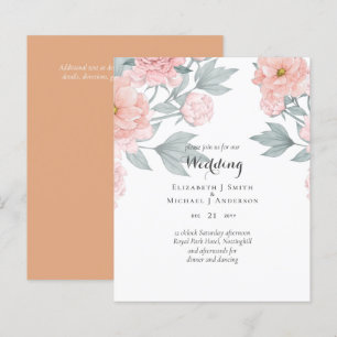 Papier PÉONIES BUDGÉTAIRES Mariage Peach Sage rose