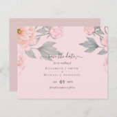 Papier PÉONIES BUDGÉTAIRES Mariage Peach Sage rose (Devant / Derrière)