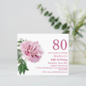 Papier Peony rose | 80e Invitation d'anniversaire du budg (Debout devant)