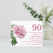 Papier Peony rose | 90e Invitation d'anniversaire du budg (Debout devant)