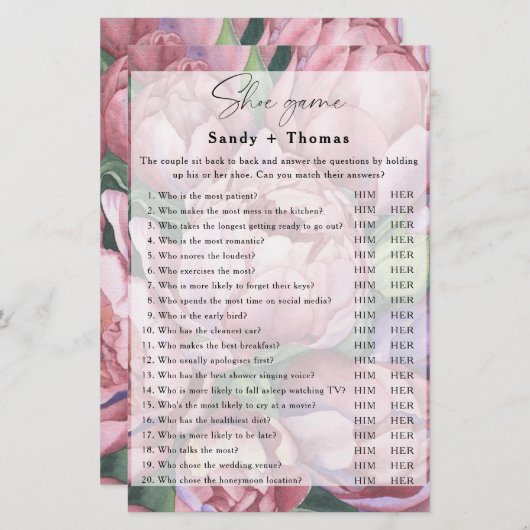 Papier Peony roses - Chaussure jeu de nage (Devant / Derrière)