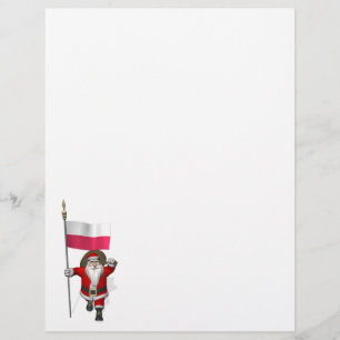 Papier Père Noël Avec Drapeau De Pologne