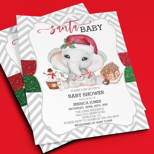 Papier Père Noël Baby shower Joli vacances Elephant Budge