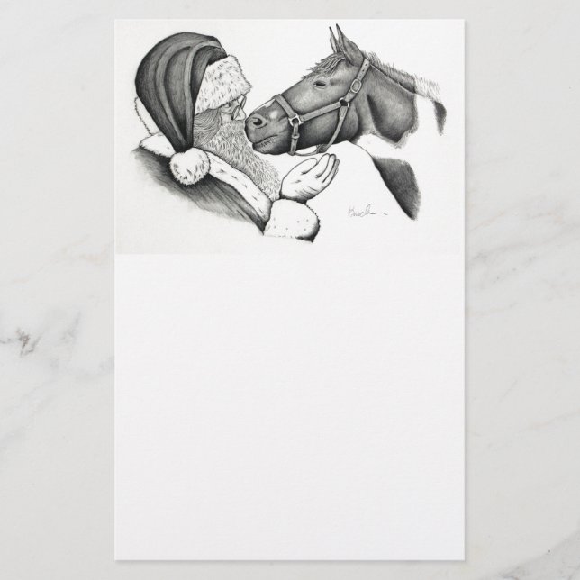 Papier Père Noël de Noël et Cheval de Peinture (Devant)
