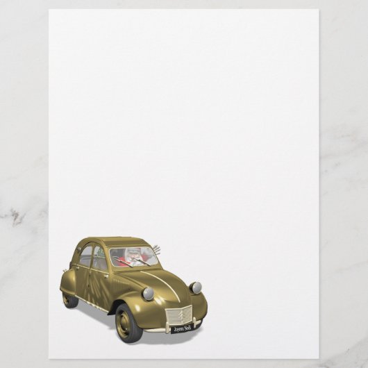 Papier Père Noël En Citroen 2CV (Devant)