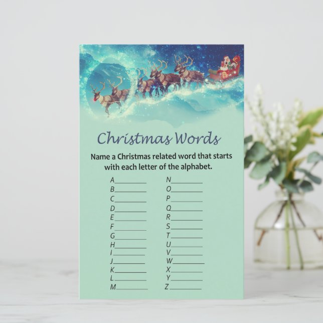 Papier Père Noël rennes noël alphabet mots jeu (Debout devant)