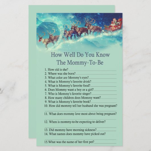 Papier Père Noël Sleigh Noël comment bien savez-vous jeu (Devant / Derrière)