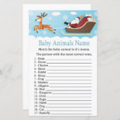 Papier Père Noël Sleigh Reindeer Baby Animaux Nom Jeu (Devant / Derrière)