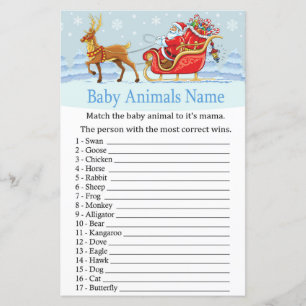 Papier Père Noël Sleigh Reindeer Baby Animaux Nom Jeu