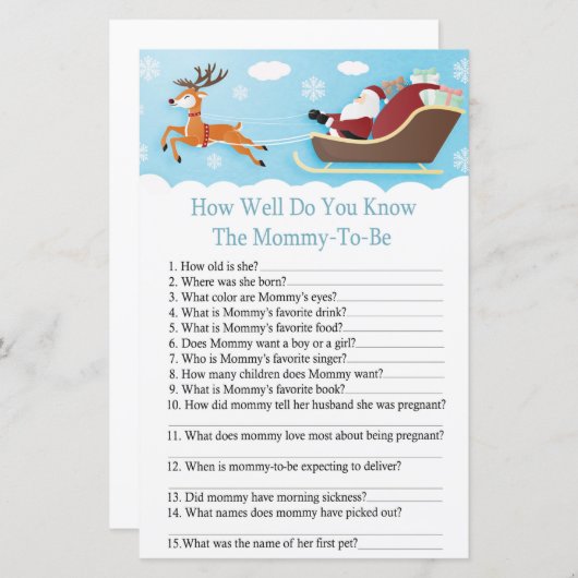 Papier Père Noël Sleigh Reindeer comment bien savez-vous  (Devant / Derrière)