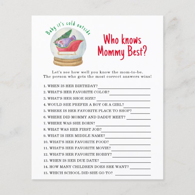 Papier Père Noël traîneau - Qui connaît maman mieux (Devant)