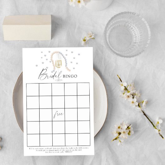 Papier Perles et Prosecco Bridal jeu de bingo