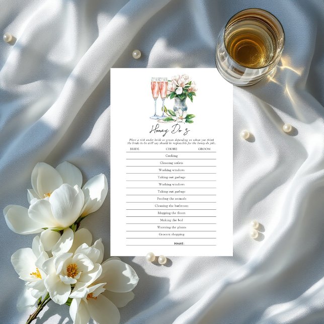 Papier Perles et Prosecco Honey Do’s Fête des mariées Gam (Pearls and Prosecco Honey Do’s Bridal Shower Game)