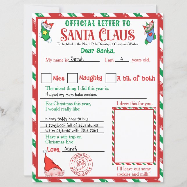 Papier Personalized Official North Pole Letter to Santa (Devant)
