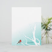 Papier Personnalisable : Robin dans une arborescence (Debout devant)