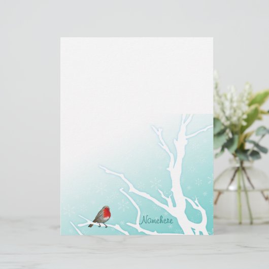 Papier Personnalisable : Robin dans une arborescence (Debout devant)