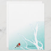 Papier Personnalisable : Robin dans une arborescence (Devant / Derrière)