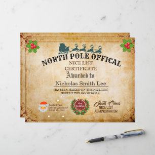 Papier Personnalisation Père Noël Officiels Nice Liste Ce