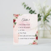 Papier Personnalisation rose Mariages invités Plan table (Debout devant)