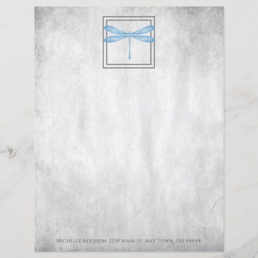 Papier personnalisé à libellules bleues (Devant)