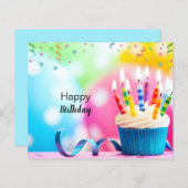 Papier Personnalisé Bleu rose moderne Joyeux anniversaire (Devant / Derrière)