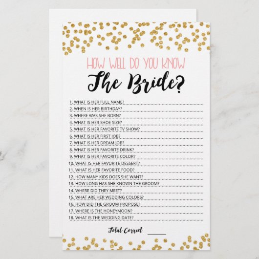 Papier Personnalisé Comment bien connaissez-vous le jeu M (Devant / Derrière)