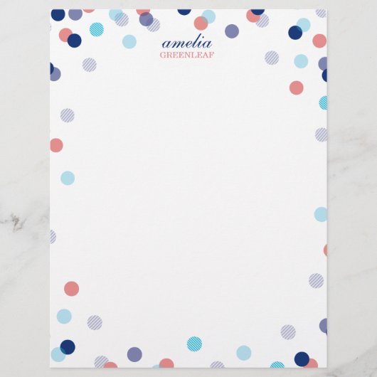 Papier PERSONNALISÉ CUSTOM COIN confetti point marine cor (Devant)