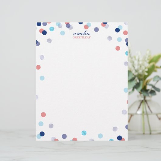Papier PERSONNALISÉ CUSTOM COIN confetti point marine cor (Debout devant)