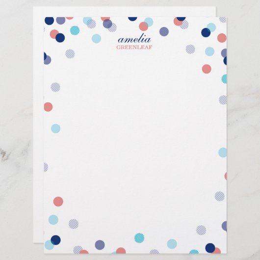 Papier PERSONNALISÉ CUSTOM COIN confetti point marine cor (Devant / Derrière)