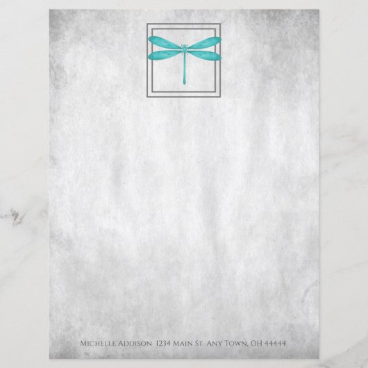 Papier personnalisé de libellule turquoise (Devant)