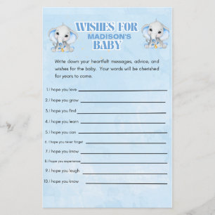 Papier Personnalisé Garçons Elephant Baby shower Jeu