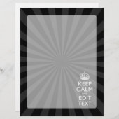 Papier Personnalisé KEEP CALM Votre texte Black Sunburst (Devant / Derrière)