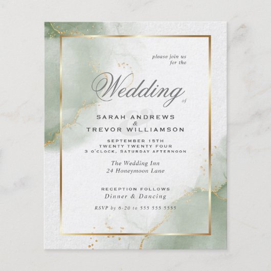 Papier Personnalisé - Mariage de budget - Sage d'or coupé (Devant)