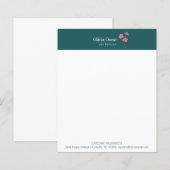 Papier Personnalisé Moderne Rose Turquoise Fleur d'affair (Devant / Derrière)