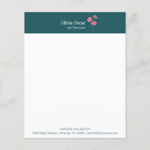 Papier Personnalisé Moderne Rose Turquoise Fleur d'affair