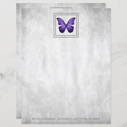 Papier personnalisé Papier papillon pourpre (Devant / Derrière)