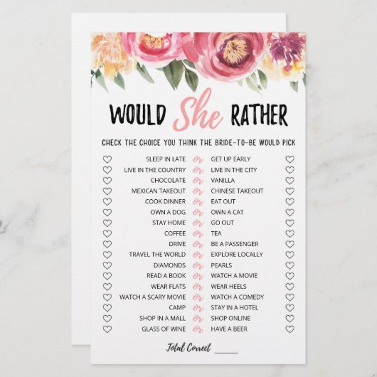 Papier Personnalisé Voudrait-elle Plutôt Fête des mariées (Devant / Derrière)