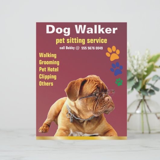 Papier Pet Sitting Service Chien Walker Fiable Circulaire (Debout devant)