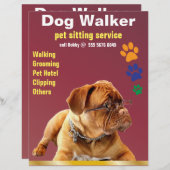 Papier Pet Sitting Service Chien Walker Fiable Circulaire (Devant / Derrière)
