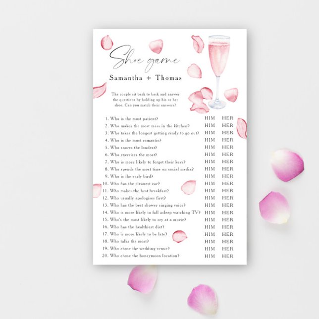 Papier Pétales et Prosecco nuptiale douche Chaussure jeu (Créateur téléchargé)