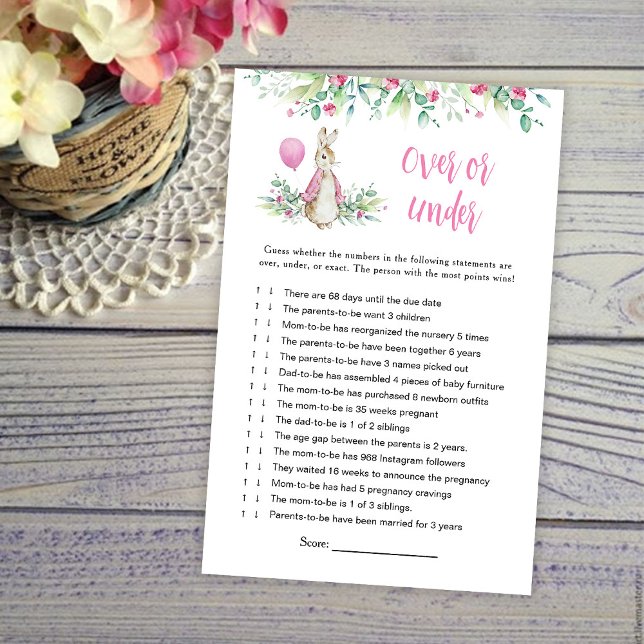 Papier Peter Rabbit au-dessus ou sous le jeu de bébé (Créateur téléchargé)