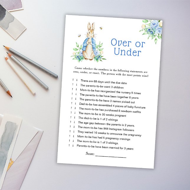 Papier Peter Rabbit au-dessus ou sous le jeu de bébé (Créateur téléchargé)