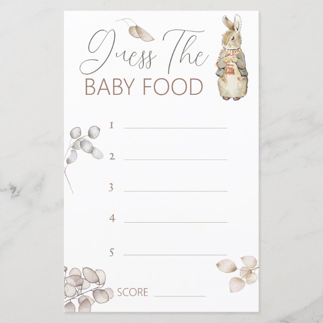 Papier Peter the Rabbit Fall Guess the Baby Food Game (Devant)