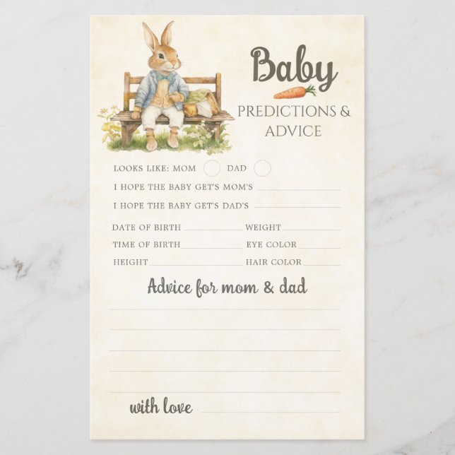 Papier Peter The Rabbit - jeu de Baby shower (Devant)
