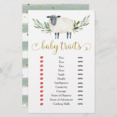 Papier Petit Agneau doux vert Baby shower Baby Traits (Devant / Derrière)