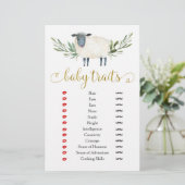 Papier Petit Agneau doux vert Baby shower Baby Traits (Debout devant)