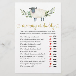 Papier Petit Agneau doux vert maman ou papa