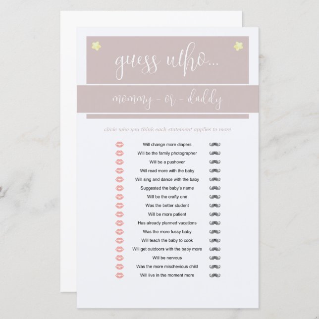 Papier Petit Arachide éléphant garçon Baby shower jeu ros (Devant / Derrière)